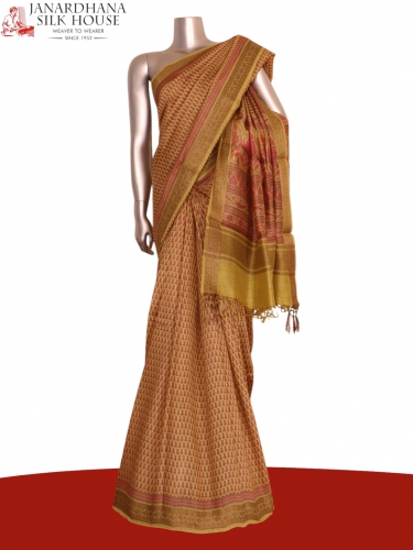 Pure Floral Zari Tussar Silk Saree